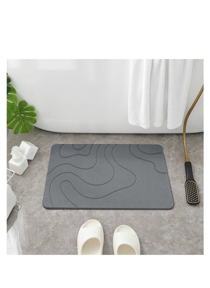 BLUE CORAL - Bath Stone Mat Luxury Diatomaceous Earth Shower Mat Non-Slip Fast Drying Mat for Kitchen Counter, Tub & Bathroom Floor (1-Pack Dark Grey) - Image 1