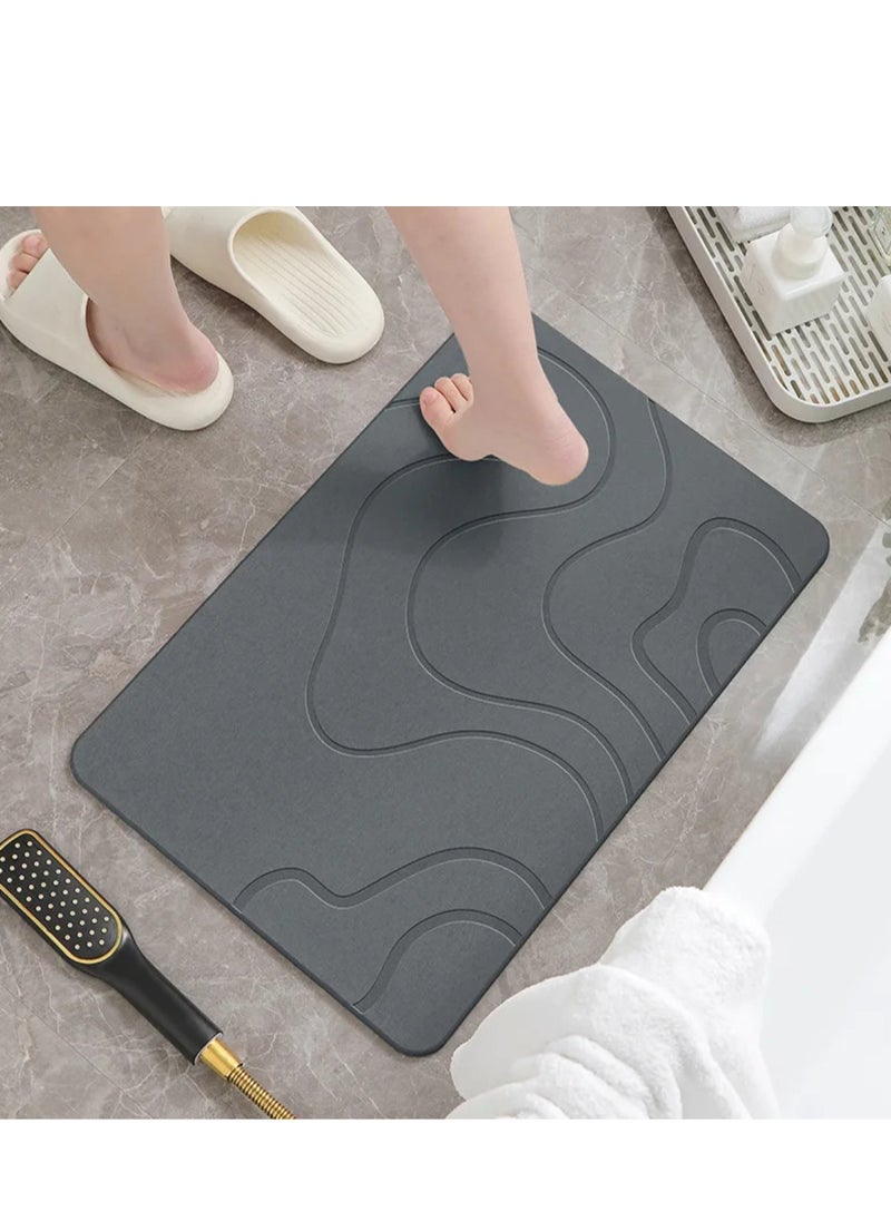 BLUE CORAL - Bath Stone Mat Luxury Diatomaceous Earth Shower Mat Non-Slip Fast Drying Mat for Kitchen Counter, Tub & Bathroom Floor (1-Pack Dark Grey) - Image 1