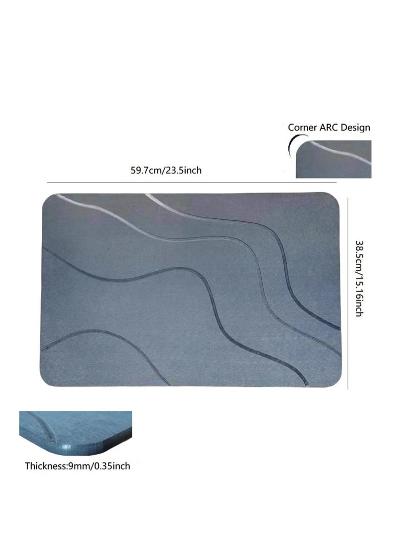 BLUE CORAL - Bath Stone Mat Luxury Diatomaceous Earth Shower Mat Non-Slip Fast Drying Mat for Kitchen Counter, Tub & Bathroom Floor (1-Pack Dark Grey) - Image 1