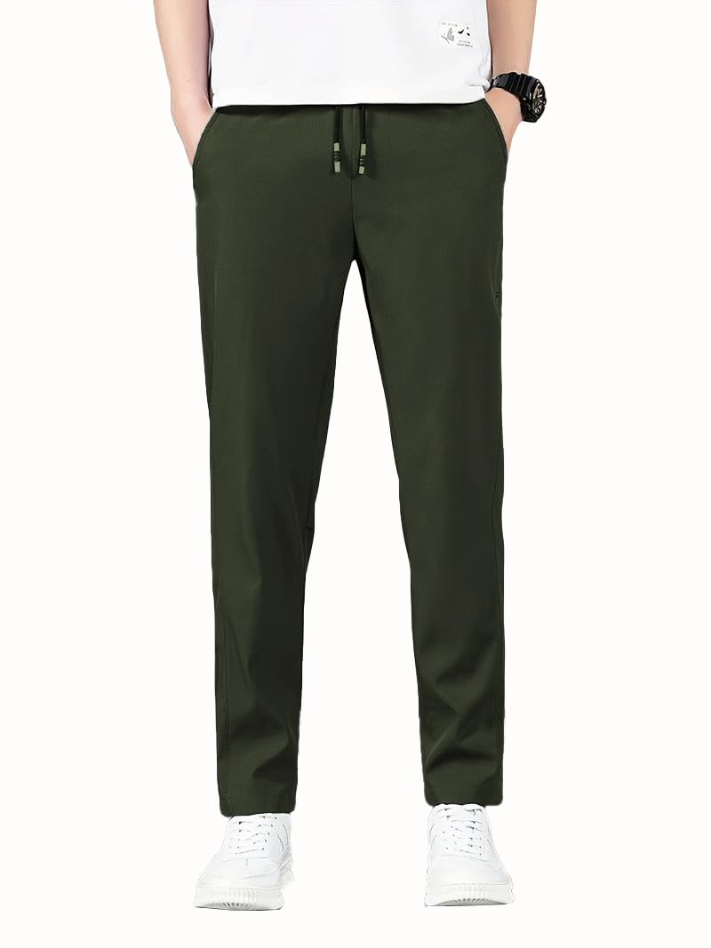 TAGDO Men's Mid Rise Loose Fit Solid Color Casual and Comfortable for Outdoor Activities (Pant-5186-Oilve-32) Olive - Image 1