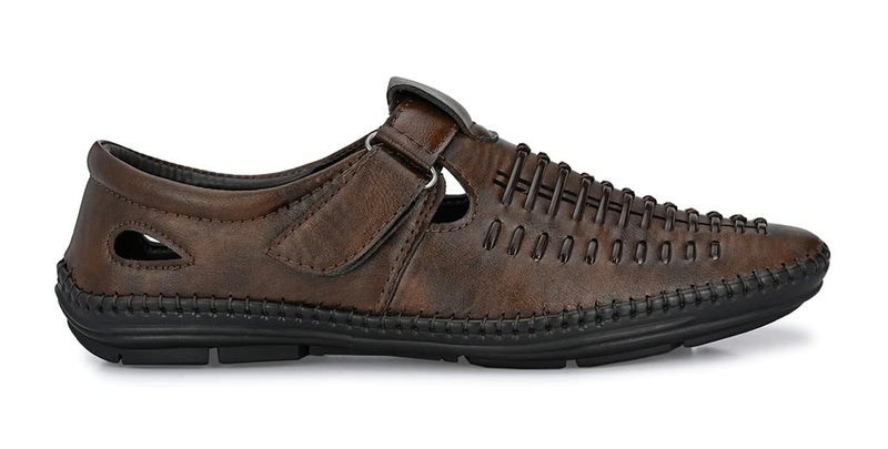 MACTREE Men Brown Flexible-Stitched Sole Premium Sandals Blastlane-10, Casual - Image 4