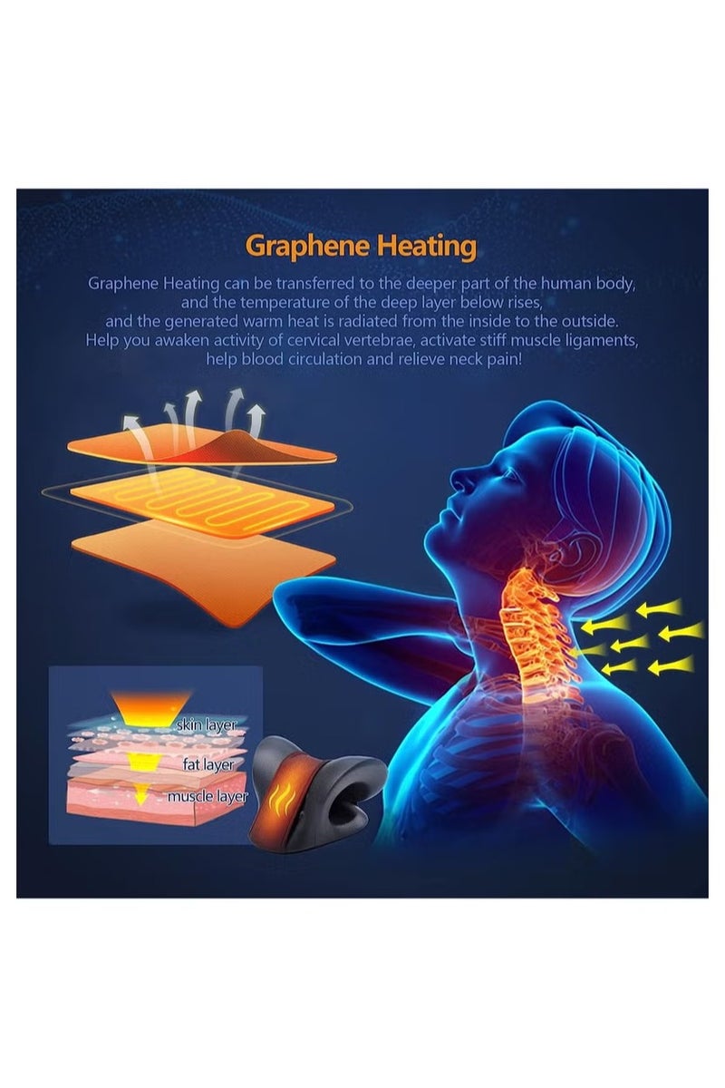 هالامين جهاز تدليك الرقبة لتخفيف آلام الرقبة، وسادة تدفئة للرقبة مع وسادة تدفئة من الجرافين، وسادة تدليك لتخفيف آلام الرقبة، وسادة تدفئة لتخفيف الآلام ومحاذاة العمود الفقري - Image 4