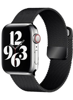 Milanese Loop Stainless Steel Strap With Magnetic Clasp For Apple Watch  42mm / 44mm / 45mm Apple Watch Strap For Apple Watch Series 7 / 6 / SE / 5 / 4 / 3 / 2 / 1 Black