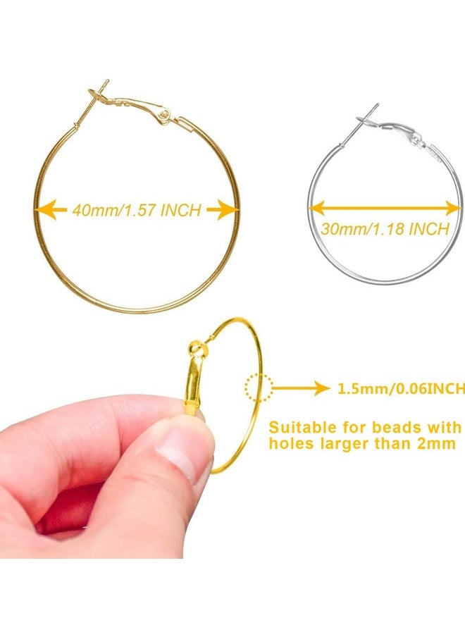 URSMART Arring Hoop Jewelry Making,Ursmart Beading Hoop Earrings Finding Open Round Earring Hoops Diy Craft Supplies (30Mm/40Mm)  - Image 3