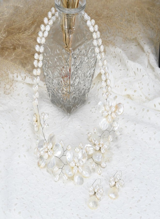 ايرافيدا طقم مجوهرات فاخر من إيرافيدا، مصنوع من عرق اللؤلؤ الأبيض المزهر واللؤلؤ الأبيض المستزرع من المياه العذبة - Image 2