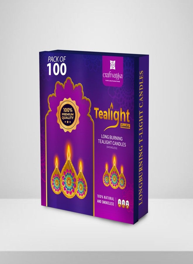 كرافت فاتيكا مجموعة شموع كرافت فاتيكا الشمعية الصغيرة، تدوم 3 ساعات، 100 شمعة، مثالية لتزيين المنزل في ديوالي، وهدايا مميزة، وشموع شمعية صغيرة لجميع المناسبات. - Image 3