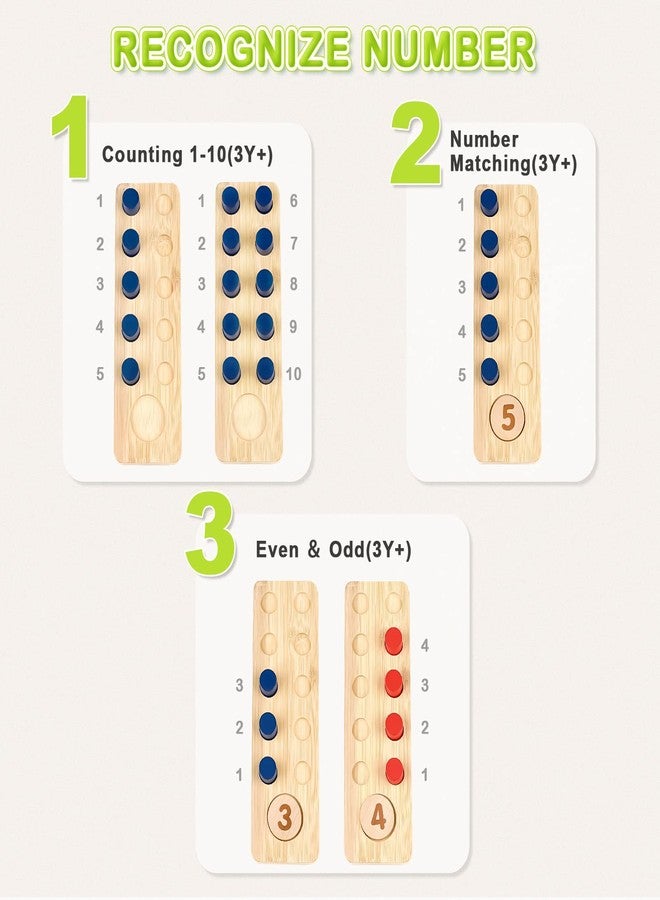 DINORUN Montessori Toys for 3 4 5 Year Old Boy Girl Birthday Gifts - Counting Peg Board for Kids 3-5-7 - Wooden Learning Math and Numbers Manipulatives Materials for Preschool Teacher Classroom - Image 3