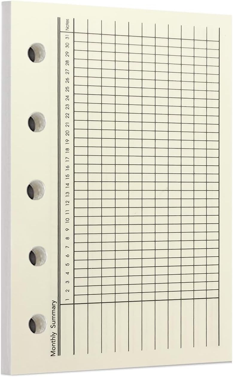 Zelten 1 Pack A8 40 Sheets/80 Pages Daily Planner Loose Leaf Punched Paper Refills Paper for 5 Hole Binder Personal Organizer Diary Notebook Refillable Planner - Image 1