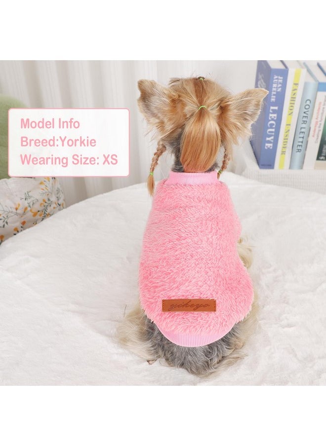 Yikeyo - XS Dog Sweater Dog Sweaters for Small Dogs Girl Purple Small Dog Sweater Fleece Dog Clothes Winter Soft Thickening Warm Puppy Clothes for Small Dogs Girl & Boy Teacup Dog Yorkie Chihuahua （XS，Pink） - Image 1