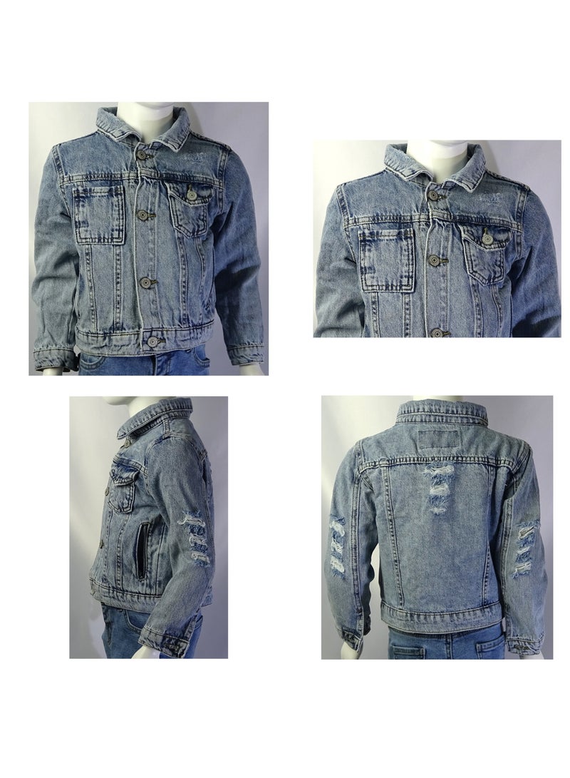 شلــــتر صناعة تركية فاخرة؛ جاكيت جينز أولاد لفصل الخريف و الشتاء من مجموعة شلـــتر 23245 - Image 1