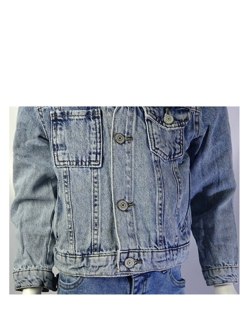 شلــــتر صناعة تركية فاخرة؛ جاكيت جينز أولاد لفصل الخريف و الشتاء من مجموعة شلـــتر 23245 - Image 4