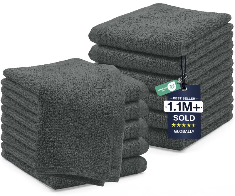 DAN RIVER 12 Pack Wash Cloths for Showering 12x12 100 Cotton Washcloths Premium Quality Flannel Face Cloths for Bathroom Highly Absorbent and Soft Feel Wash Clothes Grey - Image 2