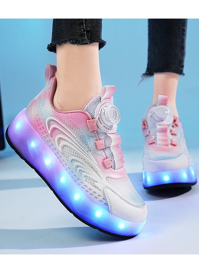 LITTLE ROCKZ حذاء رياضي بإضاءة فلاش LED بعجلة مزدوجة، حذاء رياضي لامع أنيق مع نعل لايتنينج  - Image 3
