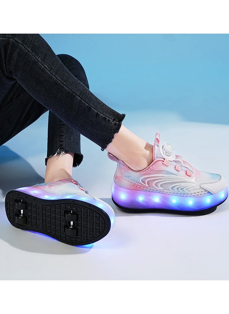 LITTLE ROCKZ حذاء رياضي بإضاءة فلاش LED بعجلة مزدوجة، حذاء رياضي لامع أنيق مع نعل لايتنينج  - Image 4