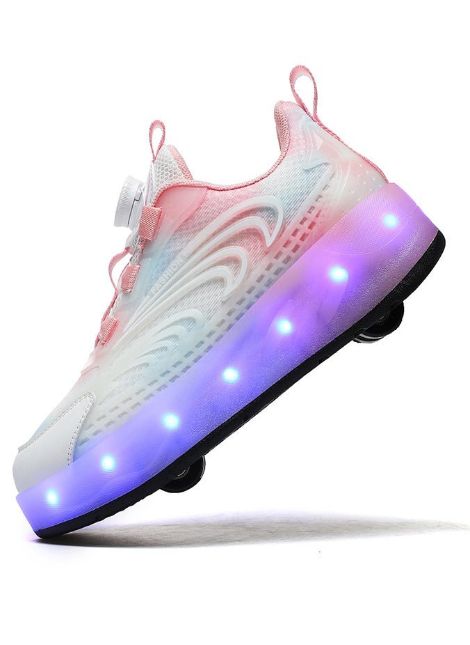 LITTLE ROCKZ حذاء رياضي بإضاءة فلاش LED بعجلة مزدوجة، حذاء رياضي لامع أنيق مع نعل لايتنينج  - Image 5