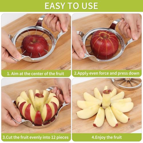 LIIGEMI Apple Slicer,12-Blade Extra Large Apple Corer, Heavy Duty Stainless Steel Apple Cutter and Divider，Easy to Use, Time-Saving. - Image 4