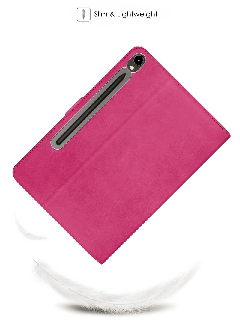 Wtech PU Leather Magnetic Closure Flip Case Cover For Samsung Galaxy Tab S9 5G 2023 / Tab S9 FE 2023 (11 Inch) X710 X716B / Tab S10 FE 2025 / Samsung Galaxy Tab S11 2025 - Pink - Image 2