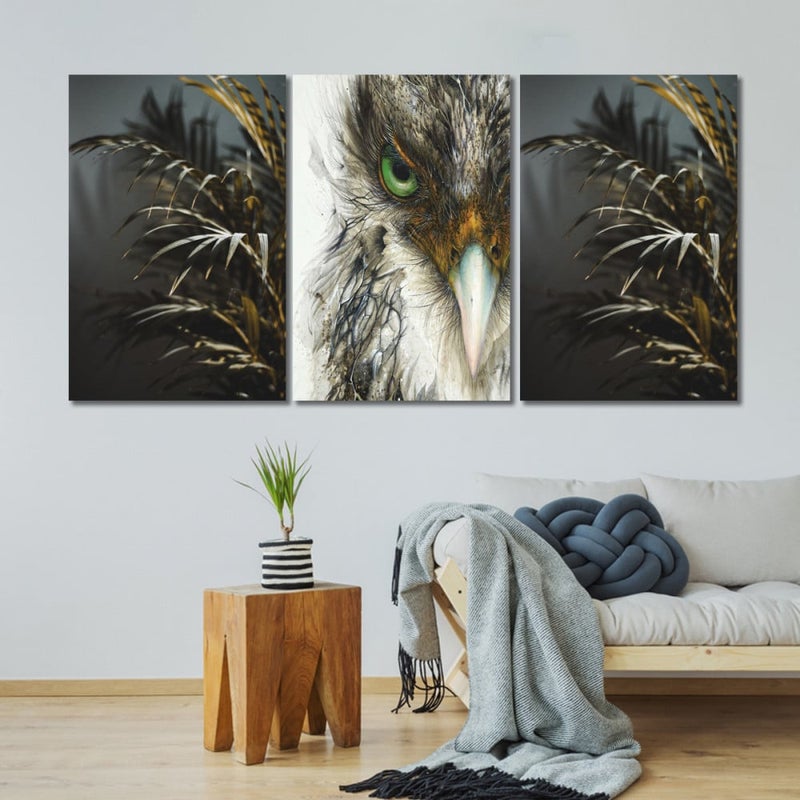 Marktna Three modern canvas paintings with an abstract design and a hollow frame, measuring (120×60), three pieces - Image 1