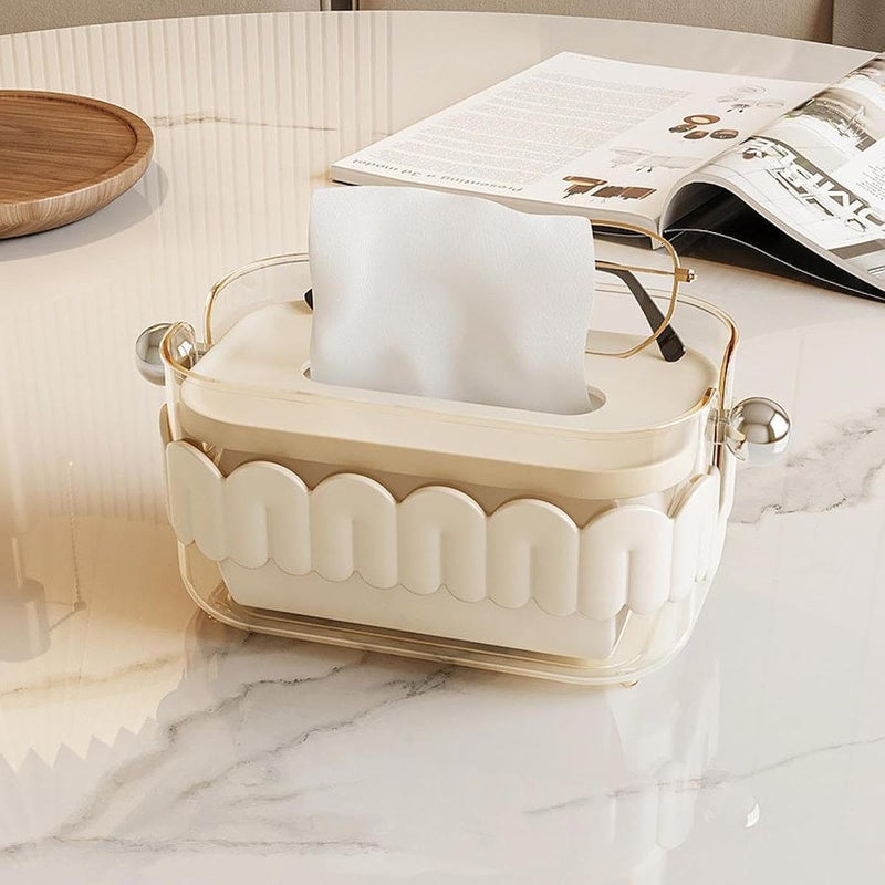 Swejos Rectangular Plastic Tissue Holder Set for Living Room, Bedroom Vanity, Study Desk, Bathroom, Kitchen, Dining Table - Modern Reusable Tissue Dispenser Box with Visible Tissue Level - Image 2