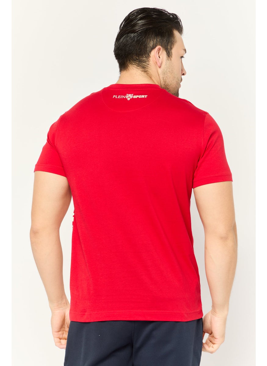 Plein Sport - Men Sportswear Fit Short Sleeves Outdoor T-Shirt, Red - Image 1