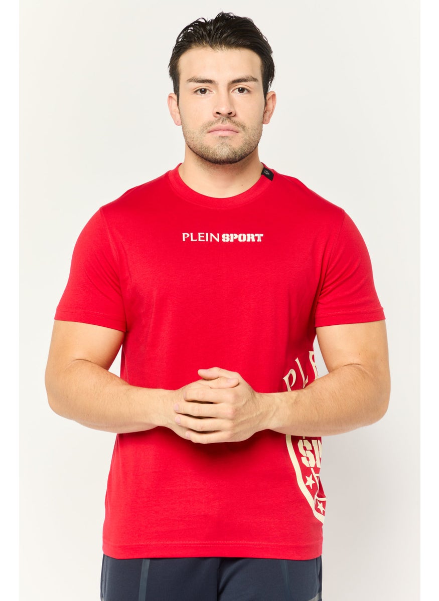 Plein Sport - Men Sportswear Fit Short Sleeves Outdoor T-Shirt, Red - Image 1