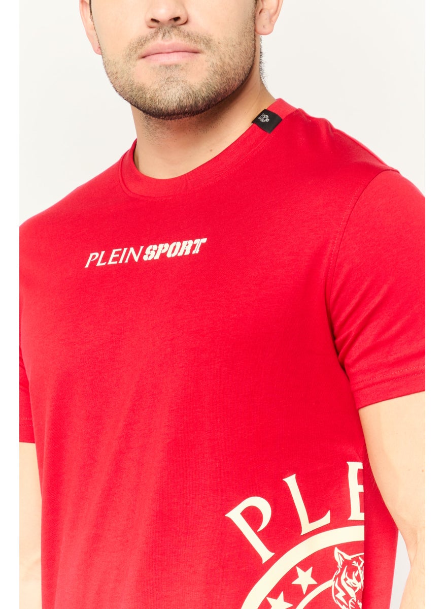 Plein Sport - Men Sportswear Fit Short Sleeves Outdoor T-Shirt, Red - Image 1