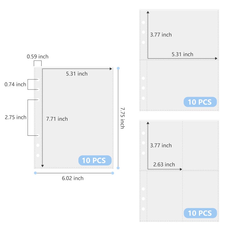 Dajino 30 Sheets Clear Binder Sleeves 1/2/4 Pocket Sheets Protectors Double Sided Plastic Sleeves for Photo Card Sticker Storage Organizer 6 Ring A5 Binder Inserts Refills Pocket Pages Set - Image 4
