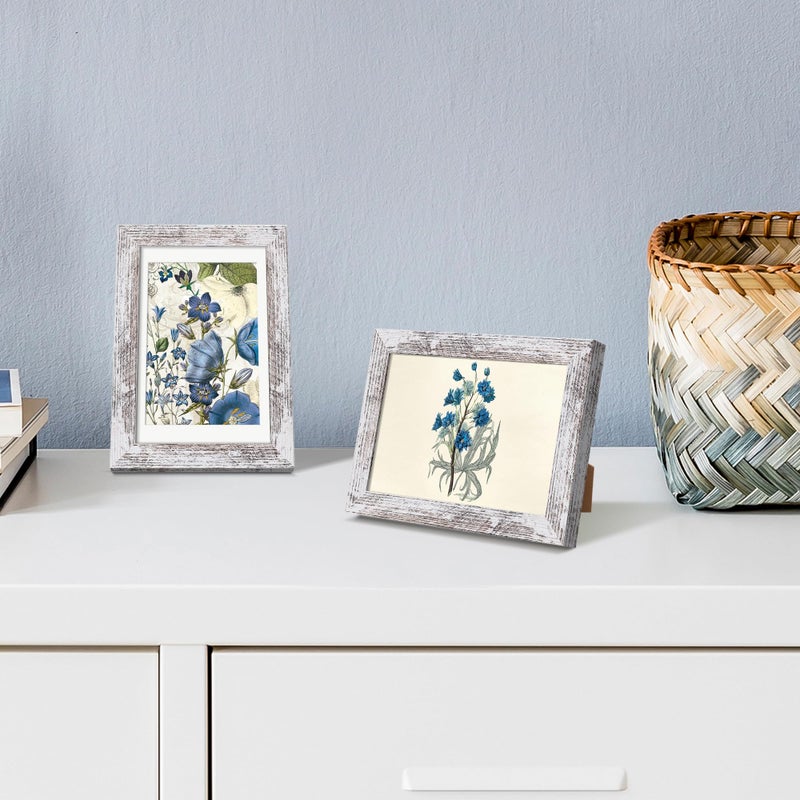 upsimples upsimples 4x6 Picture Frame  Display Pictures 3.5x5 with Mat or 4 x 6 Without  Wall Hanging Photo Frames  Rustic White  1 Pack - Image 2