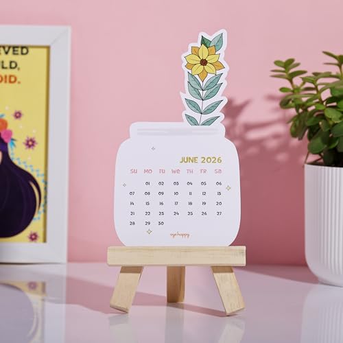 Oye Happy - Flower Bouquet Desk Calendar 2026 – Aesthetic Floral Monthly Easel Calendar for Office & Home Décor | Cute Mini Table Calendar | Spring-Theme Stationery Gift | 4.5 x 3.5 Inches - Image 5