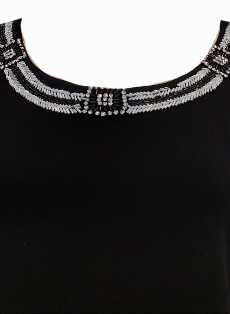 Women pullover with beads & rhinestones lycra - Image 2
