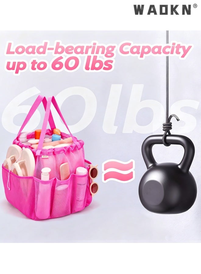 WAOKN Mesh Shower Caddy Portable with Drawstring, Dorm Room Essentials for College Students Girls, Large Shower Bag for Camping,Swimming,Gym,Travel,Bathroom,Mesh breathable travel storage bag,25*25*28cm,Pink. - Image 4