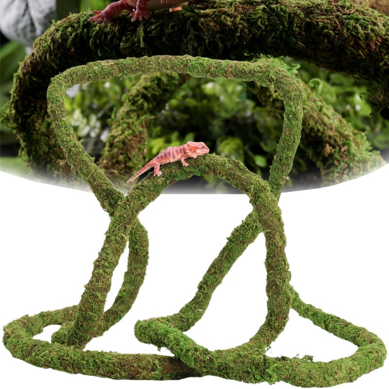 USMOLA Moss Vine for Reptiles, Bendable Climbing Vines Reptile Tank Accessories, Natural Moss Rope for Leopard Gecko, Lizard, Snake, Chameleon, Frog Terrarium Decor (Jungle Green, 6.5 FT) - Image 1