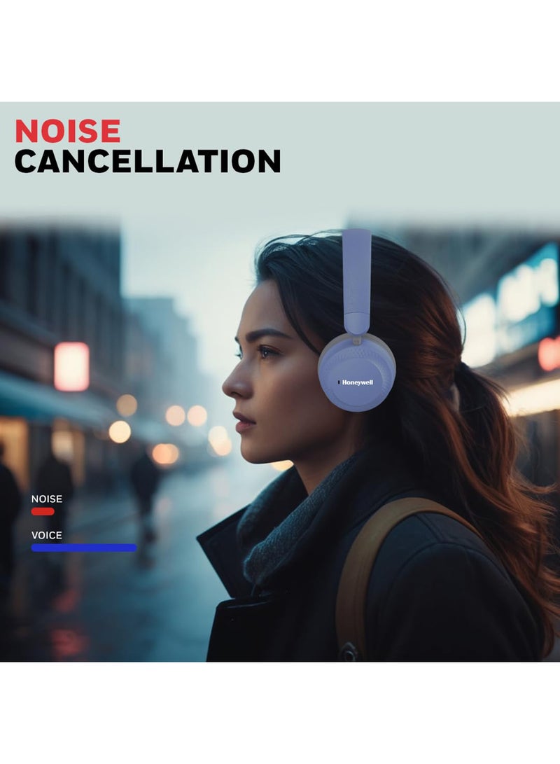 Honeywell New Launched Moxie V20 Bluetooth v5.4 On-Ear Headphones with Mic, ENC, 25H Playback, Deep Bass, IPX4, Aux, Stereo Sound, 40ms low latency Gaming Mode, Padded Cushion Blue - Image 5