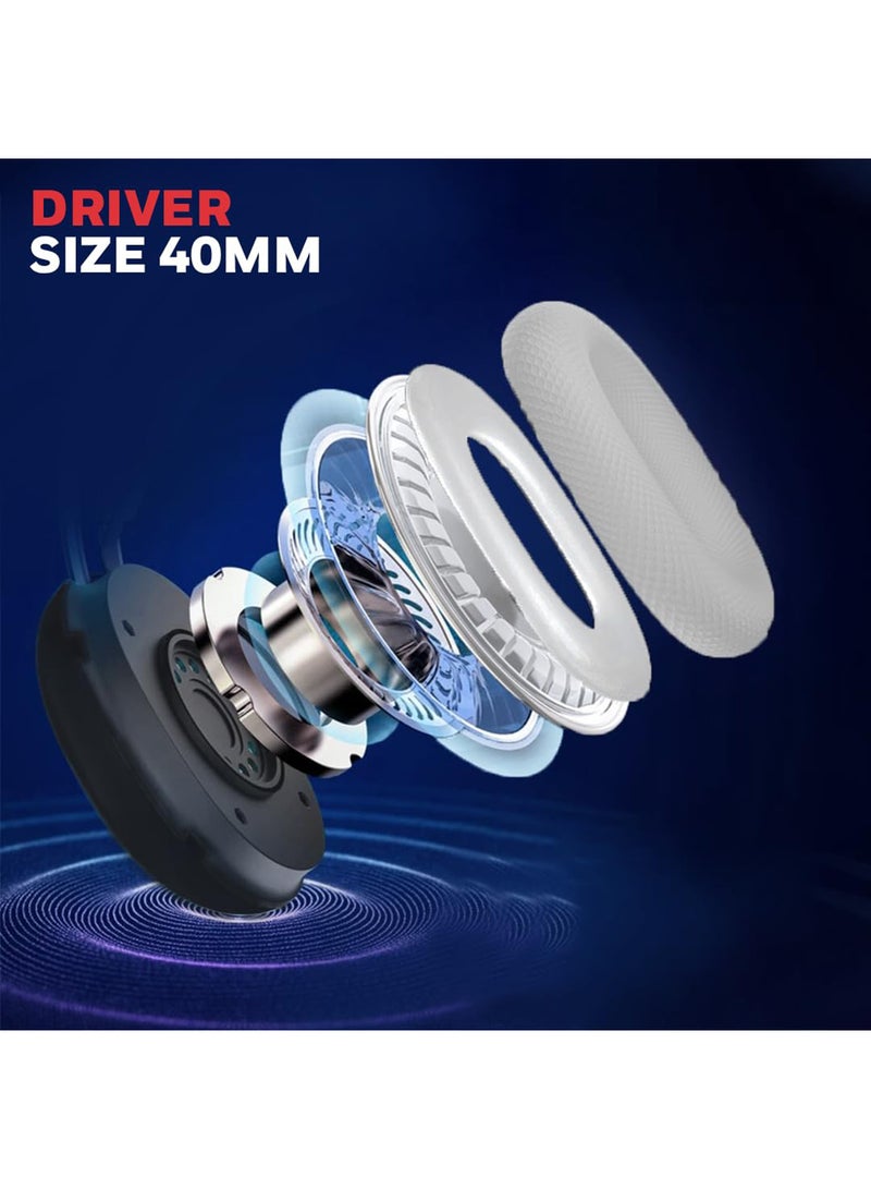 Honeywell New Launched Moxie V20 Bluetooth v5.4 On-Ear Headphones with Mic, ENC, 25H Playback, Deep Bass, IPX4, Aux, Stereo Sound, 40ms low latency Gaming Mode, Padded Cushion Blue - Image 2
