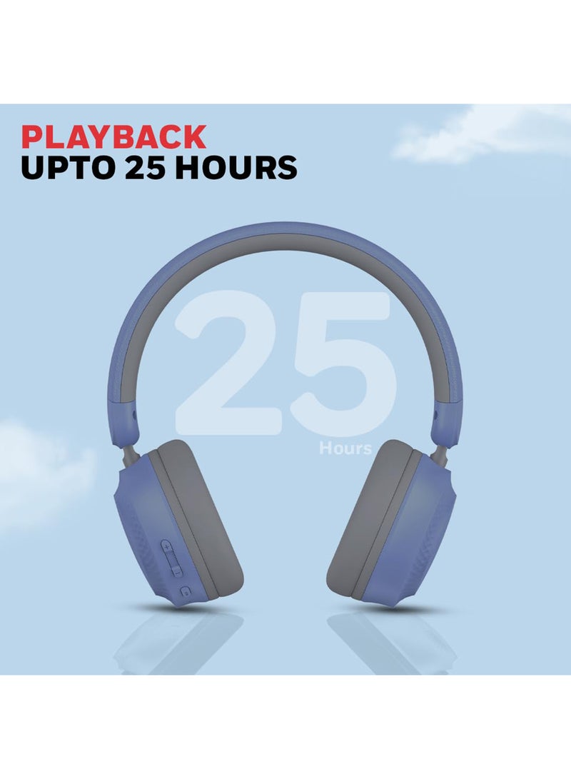 Honeywell New Launched Moxie V20 Bluetooth v5.4 On-Ear Headphones with Mic, ENC, 25H Playback, Deep Bass, IPX4, Aux, Stereo Sound, 40ms low latency Gaming Mode, Padded Cushion Blue - Image 4