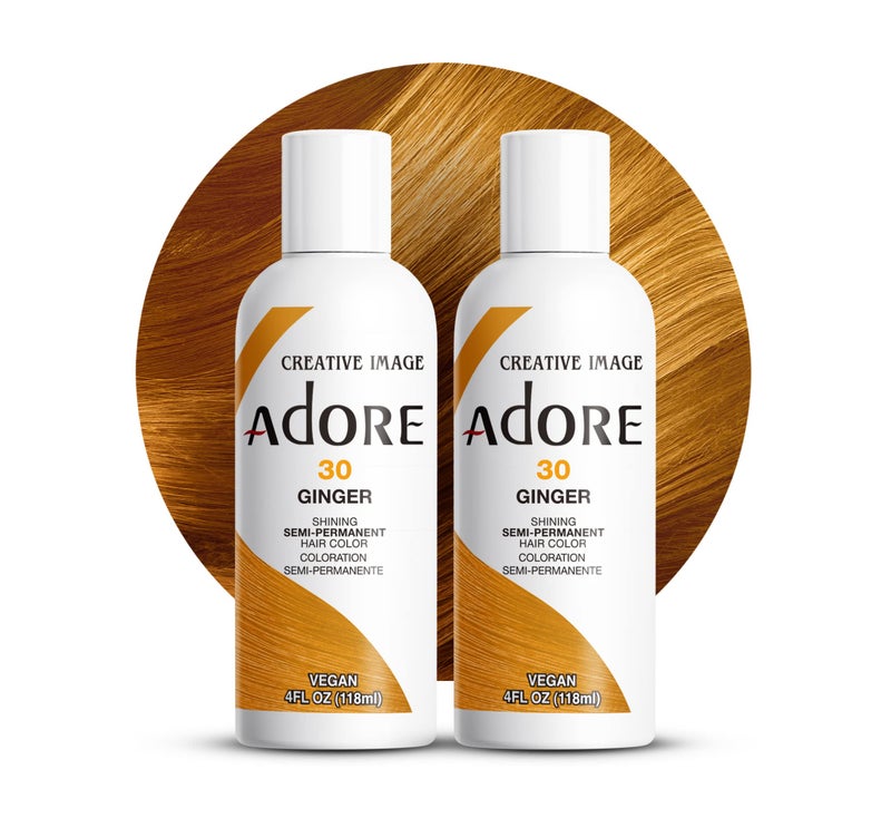 Adore Semi Permanent Hair Color (030 Ginger) (2 Pack) | Vegan & Cruelty-Free Orange Hair Dye | No Ammonia, No Peroxide, No Alcohol | 4 Fl Oz - Image 1
