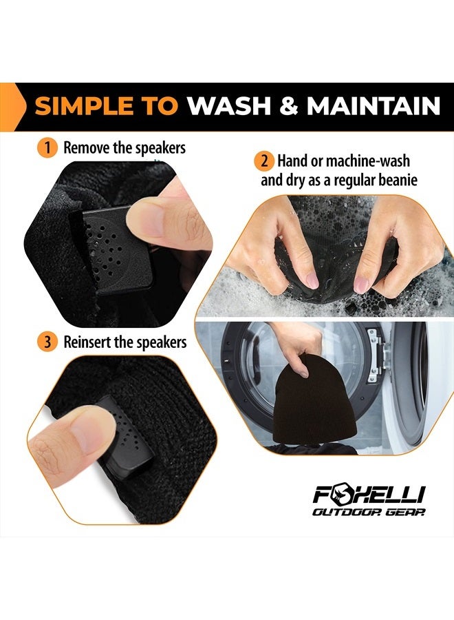 Foxelli Bluetooth Beanie – Wireless Beanie Hat with Headphones for Men & Women Black - Image 4