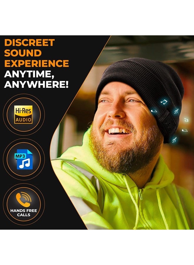 Foxelli Bluetooth Beanie – Wireless Beanie Hat with Headphones for Men & Women Black - Image 2