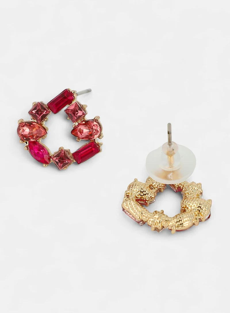SOHI SOHI Women The Crystal-Teardrop Stud Earrings | Fuchsia Pink Colour | One-Size | Artificial Stone Alloy Material | Push Back Closure | Earrings For Casual & Evening Wear