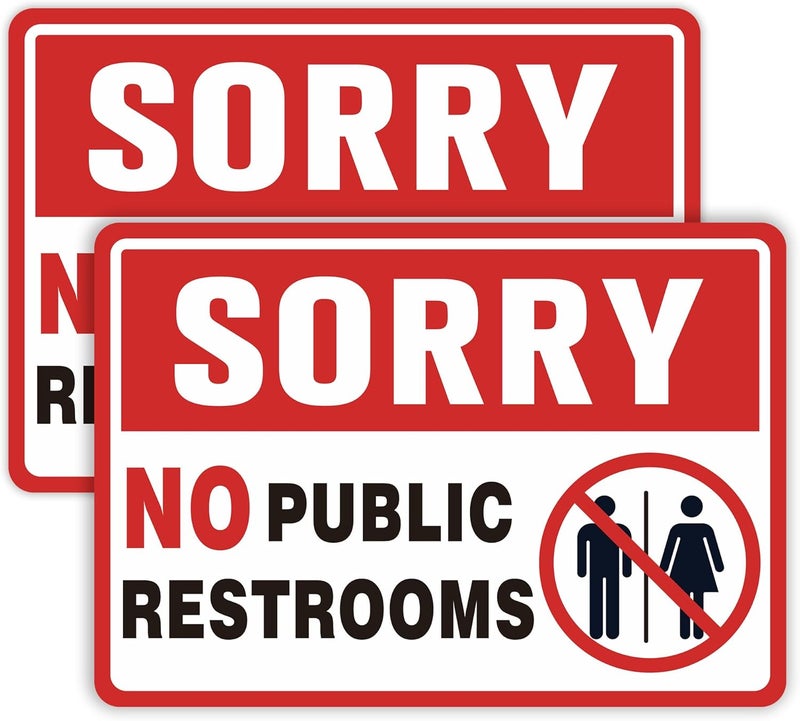 LUHIMO 2PCS No Public Restroom Signs for Business, Self Adhesive Weatherproof Vinyl Sorry No Public Bathroom Sign Sticker for Office Home Window Door - Image 1