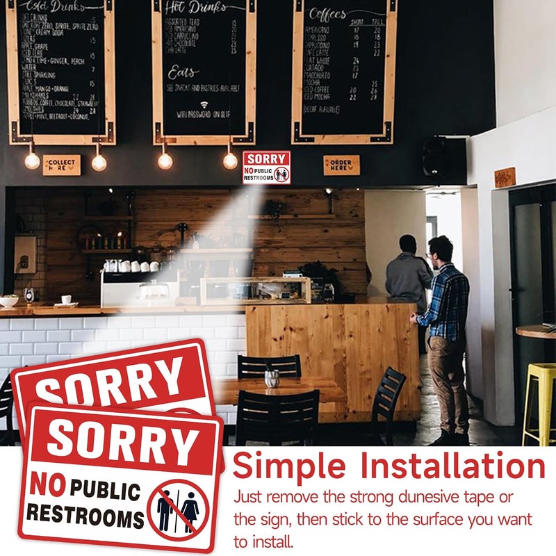 LUHIMO 2PCS No Public Restroom Signs for Business, Self Adhesive Weatherproof Vinyl Sorry No Public Bathroom Sign Sticker for Office Home Window Door - Image 4