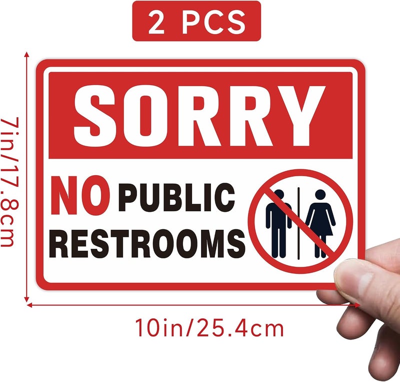 LUHIMO 2PCS No Public Restroom Signs for Business, Self Adhesive Weatherproof Vinyl Sorry No Public Bathroom Sign Sticker for Office Home Window Door - Image 2