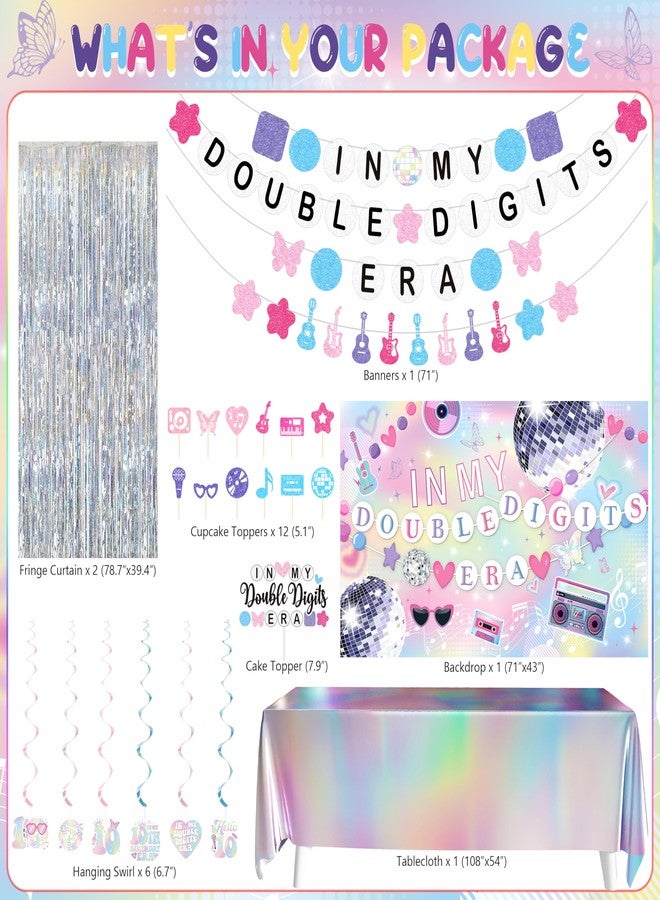 THAWAY 10th Birthday Decorations for Girls, Double Digits Birthday Girl Party Decor, In My Double Digits Era Party Supplies with Pink Purple Balloon Arch Friendship Bracelet Banner Backdrop Hanging Swirls - Image 2