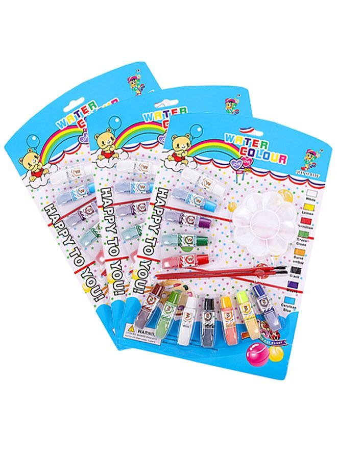 ZCM-HAPPY 3-Piece Set Of 12 Colors 6g Watercolor Paint Suction Card Set With Palette And Brush  - Image 1