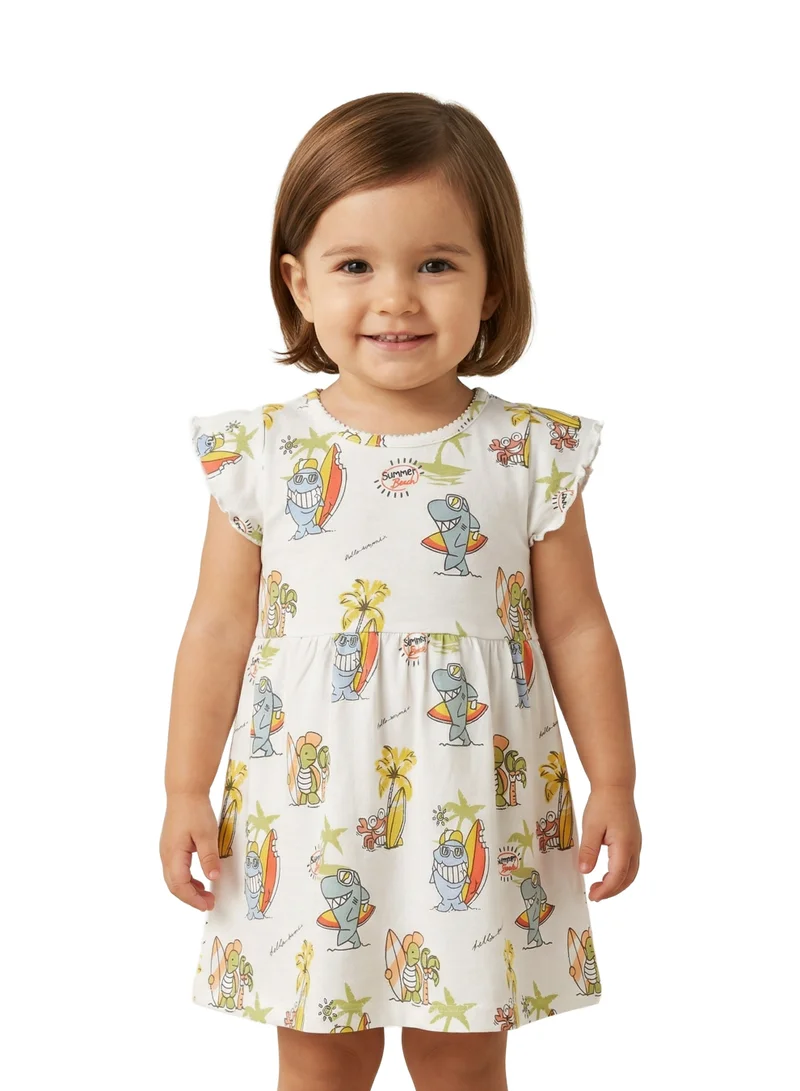 ايكو Infant Girls Beach Print Cotton Dress