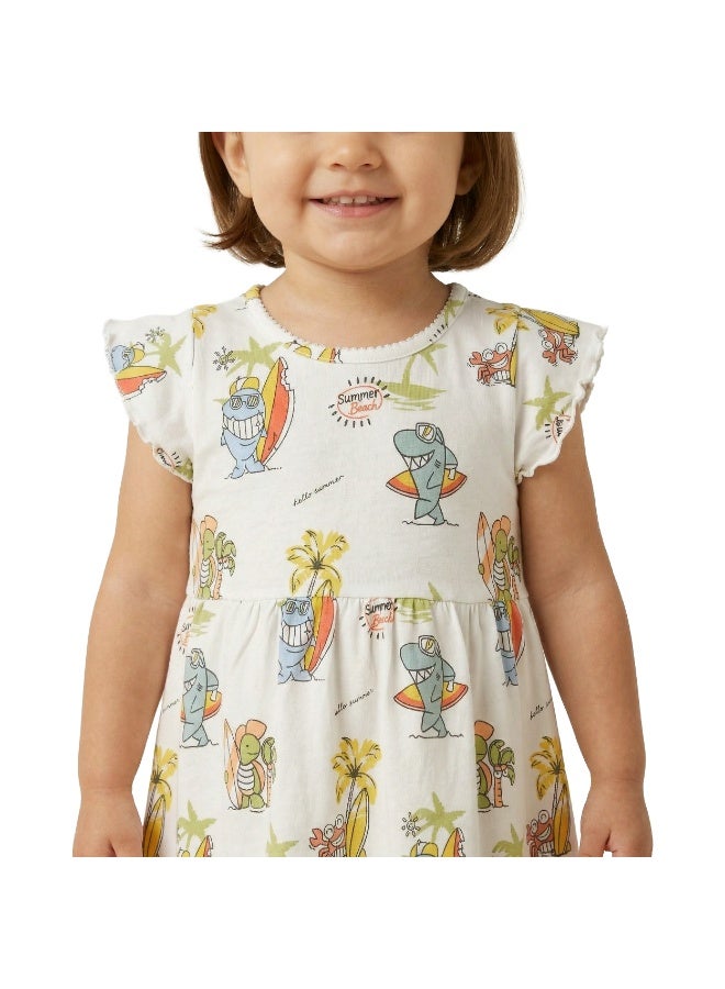 AIKO Infant Girls Beach Print Cotton Dress - Image 3
