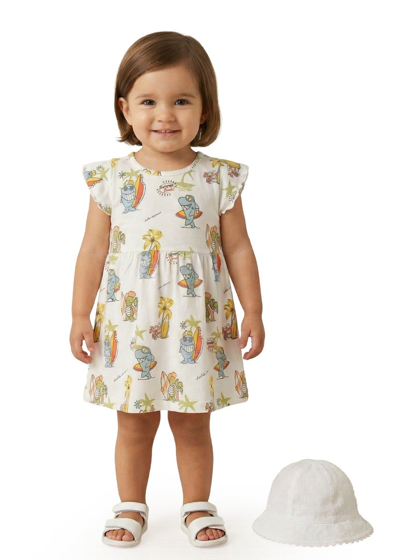 AIKO Infant Girls Beach Print Cotton Dress - Image 2