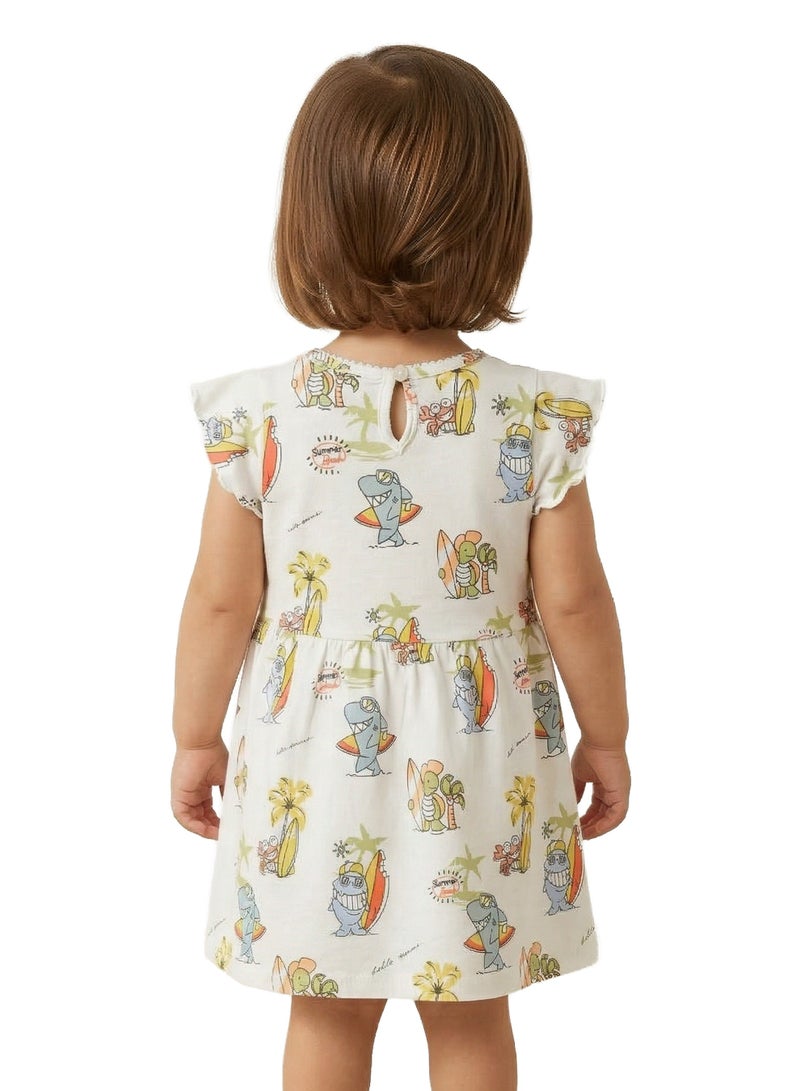 AIKO Infant Girls Beach Print Cotton Dress - Image 4