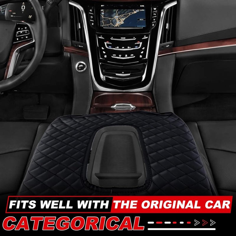 Moittellc Center Console Armrest Cover for Cadillac Escalade 2015-2020 - Black - Image 4