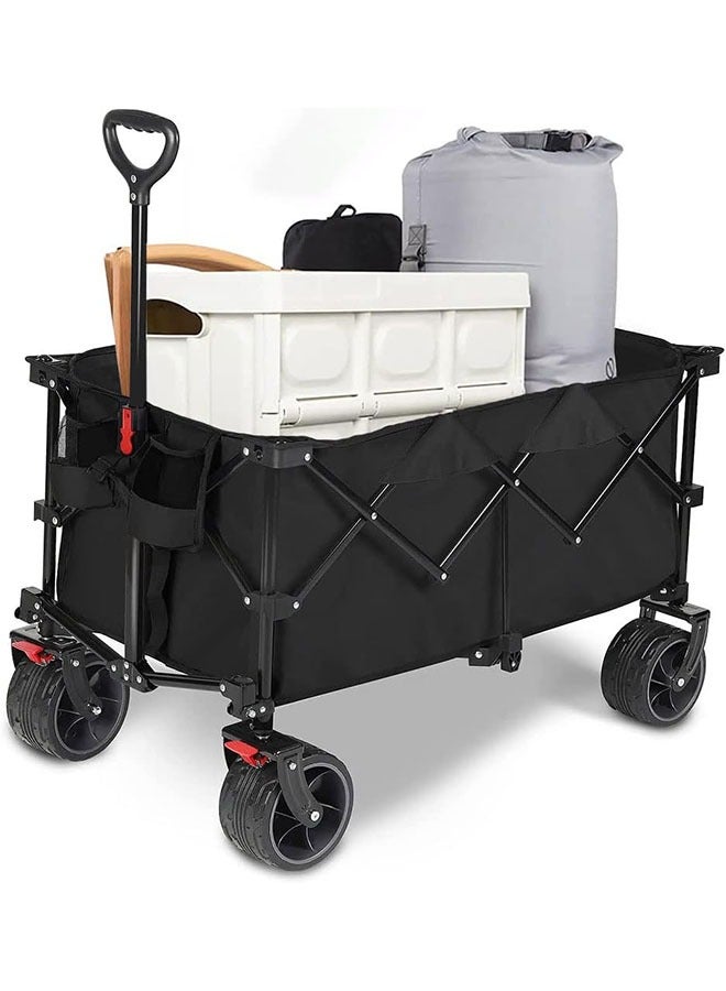 Garlo Collapsible Foldable Wagon with 100kg Weight Capacity, Heavy Duty Folding Utility Garden Cart with Big All-Terrain Beach Wheels & Drink Holders. - Image 1